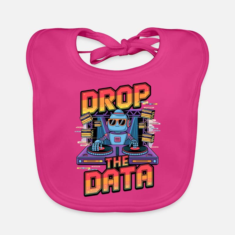 Déposez les données DJ Robot Techno Design - Bavoir bio Bébé - fuchsia