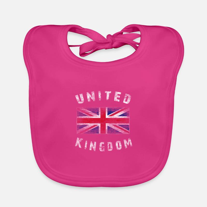 Union Jack - Royaume-Uni - Bavoir bio Bébé - fuchsia