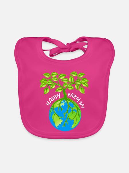 Umweltfreundlicher Erdfreund T-Shirt - Baby Bio-Lätzchen - Fuchsia - Vorne