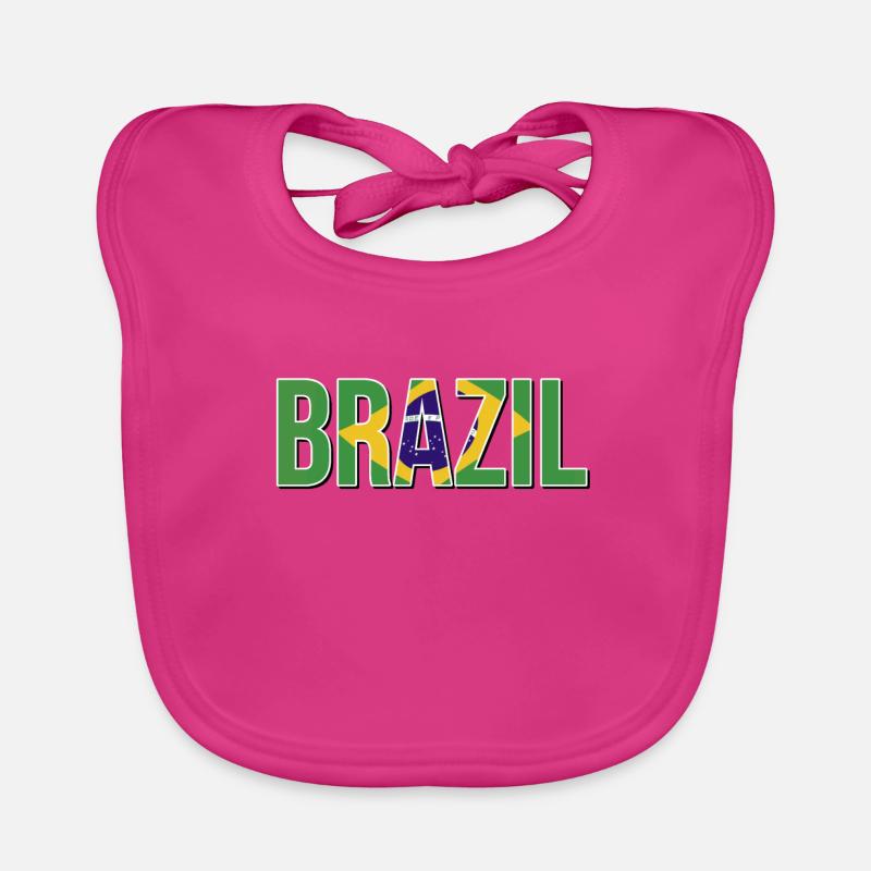 Typographie du drapeau brésilien - Bavoir bio Bébé - fuchsia