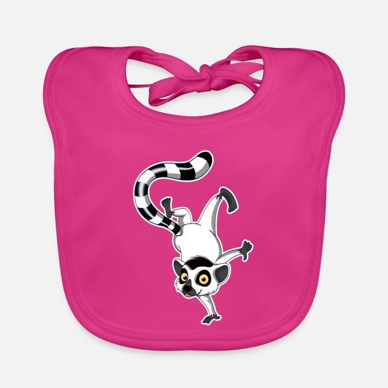Drôle de singe lémurien de Madagascar - Bavoir bio Bébé - fuchsia
