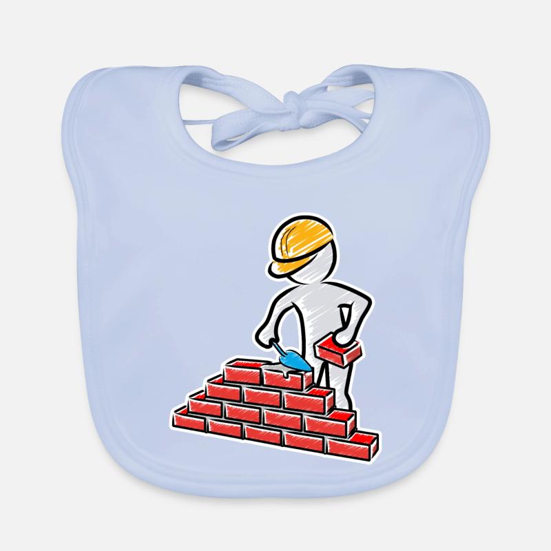 Construction worker with trowel, mortar and wall Organic Baby Bibs