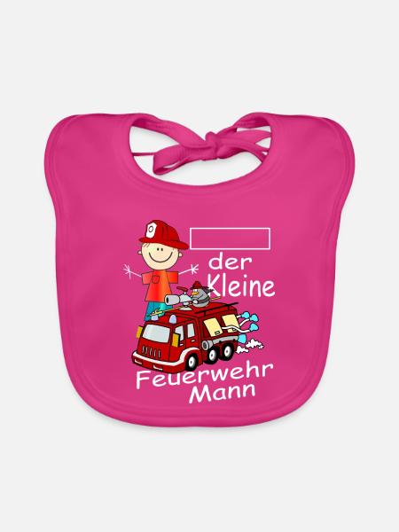 Kleine Feuerwehrmann - Baby Bio-Lätzchen - Fuchsia