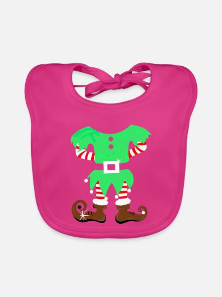 Weihnachtself Kostüm Elf - Wichtel Anzug - Baby Bio-Lätzchen - Fuchsia