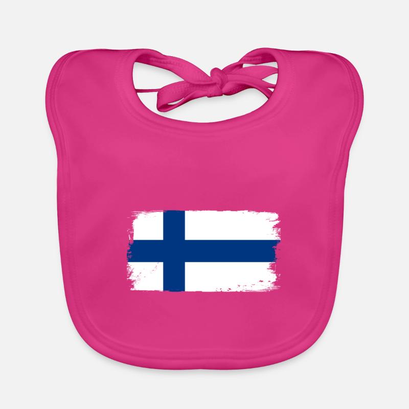 Drapeau de la Finlande - Bavoir bio Bébé - fuchsia