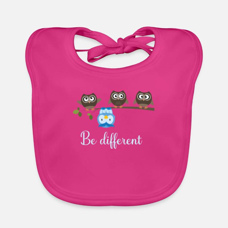 Be Different Eule - Baby Bio-Lätzchen - Fuchsia