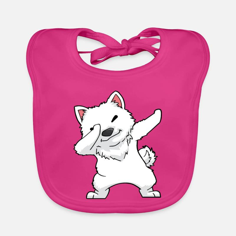 Samoyède Dabbing Kawaii - Bavoir bio Bébé - fuchsia