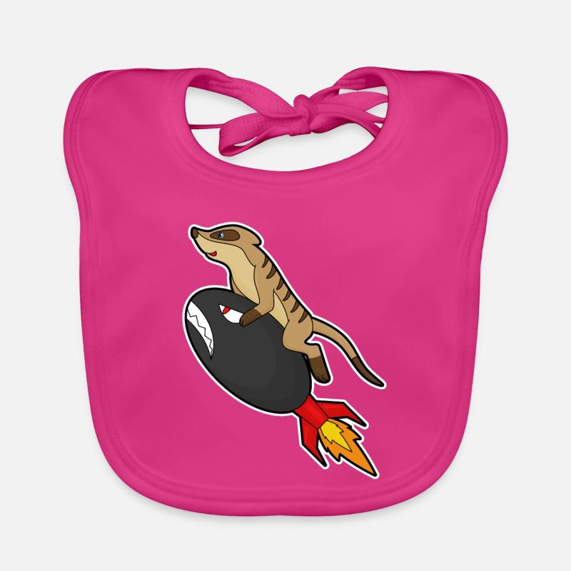 Erdmännchen beim Fliegen mit Rakete - Baby Bio-Lätzchen - Fuchsia
