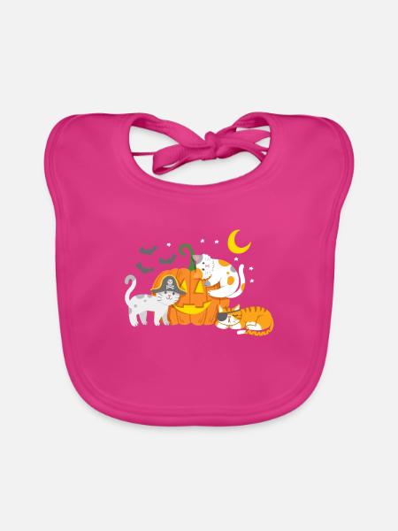 Halloween Katzen Kürbis - Baby Bio-Lätzchen - Fuchsia