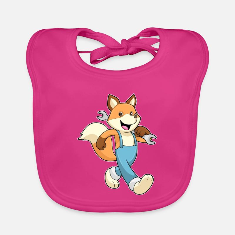 Renard mécatronicien avec clé à molette Bavoir bio Bébé