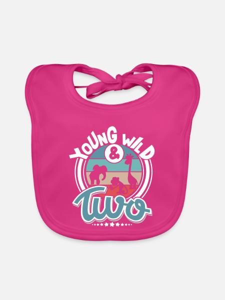 2. Geburtstag Kinder Zoo Tiere Dschungel Safari - Baby Bio-Lätzchen - Fuchsia