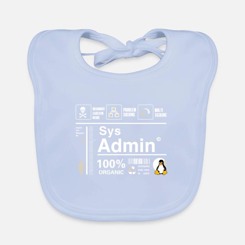 Sys Admin Penguin Computer Nerd pc Board cpu inh Organic Baby Bibs