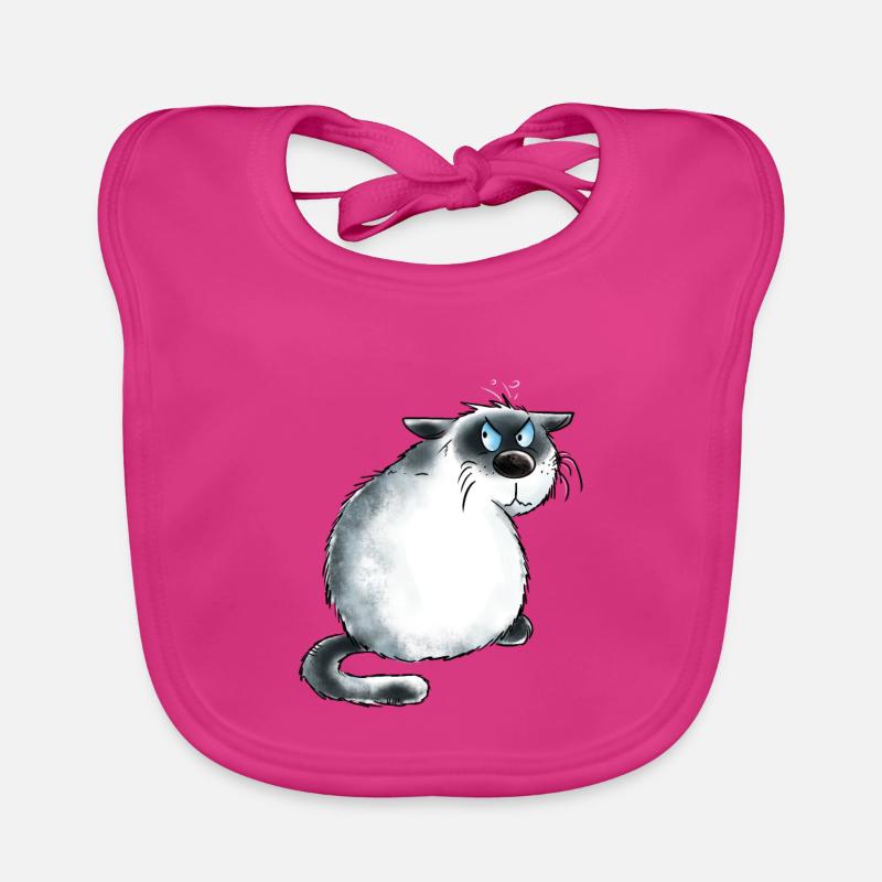 Grumpy Siamese Cat I Cat Friends Gift - Organic Baby Bibs - fuchsia