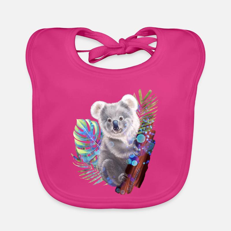 Koala - Bavoir bio Bébé - fuchsia