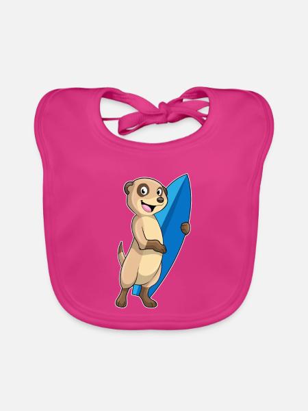 Erdmännchen Surfen Surfbrett Sommer - Baby Bio-Lätzchen - Fuchsia