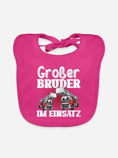 Großer Bruder Feuerwehr - Baby Bio-Lätzchen - Fuchsia