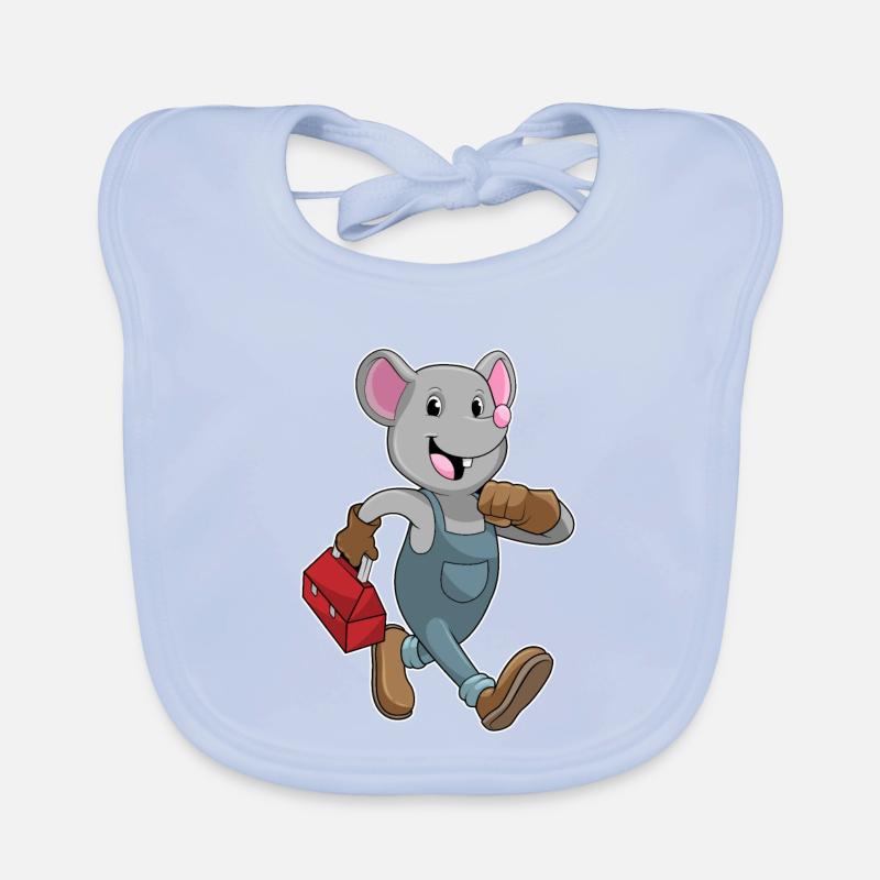 Mouse Craftsman Toolbox Crafts Organic Baby Bibs