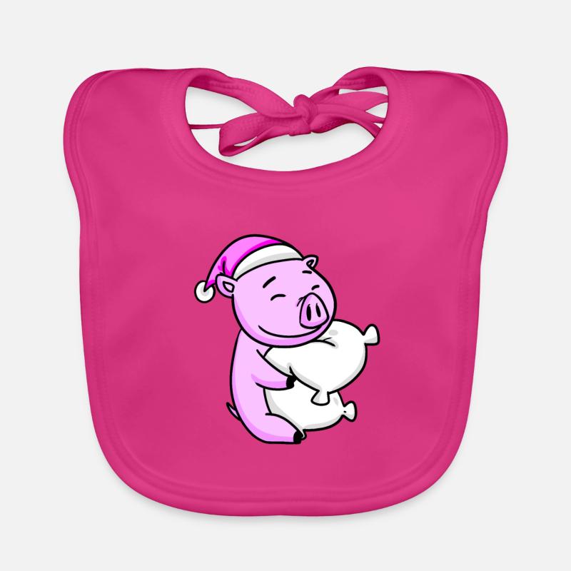 Cochon avec oreiller et bonnet de couchage Bavoir bio Bébé