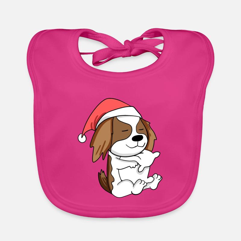 Cavalier King Charles Spaniel Chien Noël - Bavoir bio Bébé - fuchsia