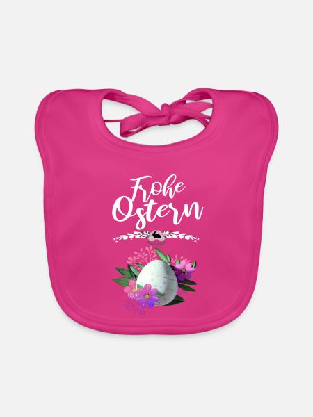 Frohe Ostern Osterei Floral - Baby Bio-Lätzchen - Fuchsia