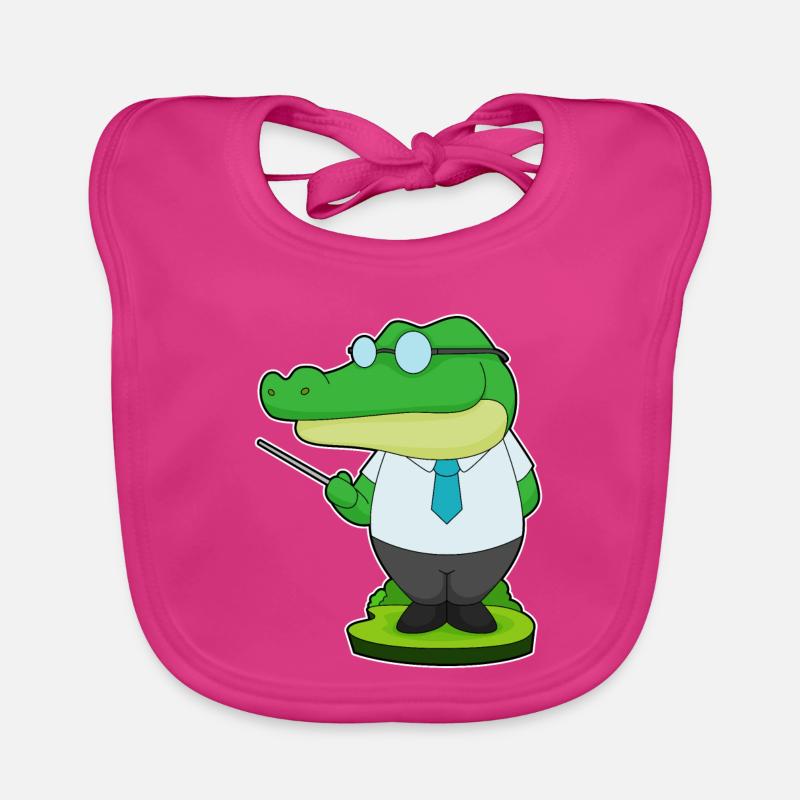 Pointeur de l’enseignant Crocodile - Bavoir bio Bébé - fuchsia