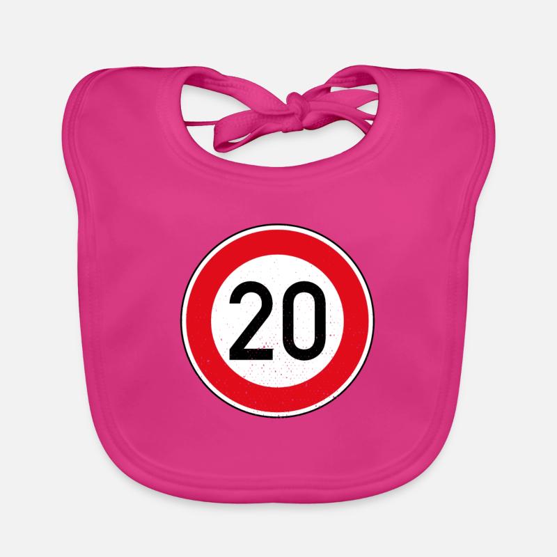 20. Geburtstag Schild Tempolimit Geschenk Tempo 20 - Baby Bio-Lätzchen - Fuchsia