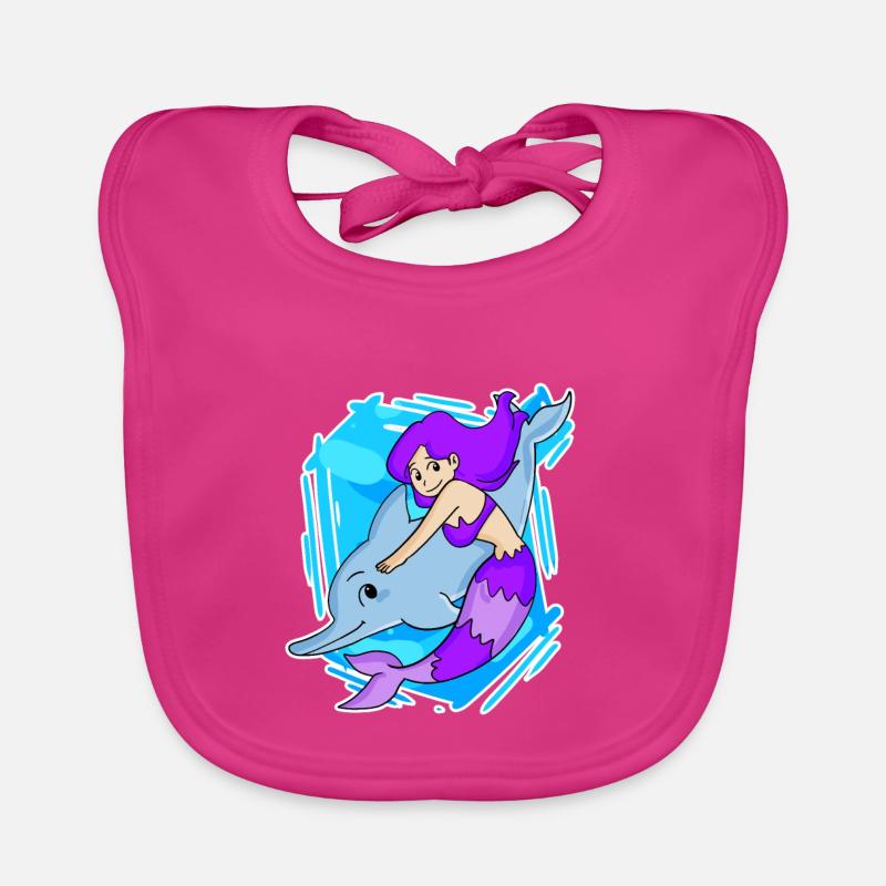 Sirène - Bavoir bio Bébé - fuchsia