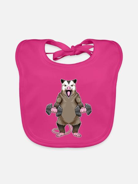 Beutelratte Bodybuilder Hanteln Bodybuilding - Baby Bio-Lätzchen - Fuchsia