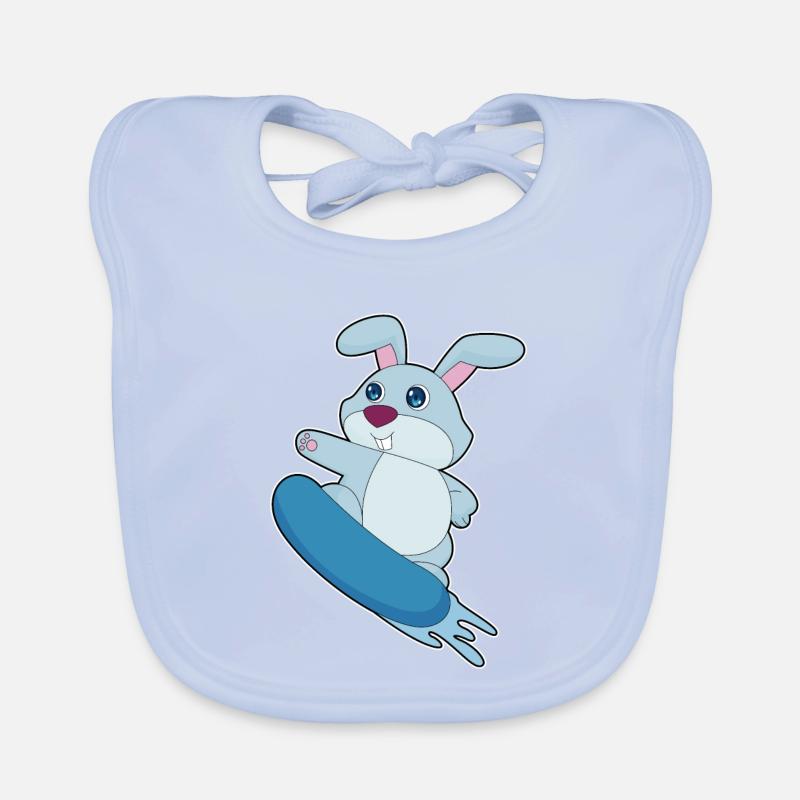 Hase Snowboarder Snowboard Baby Bio-Lätzchen