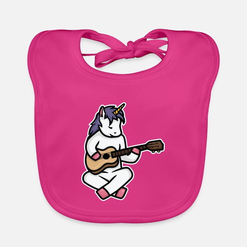 Ukulele Einhorn - Baby Bio-Lätzchen - Fuchsia