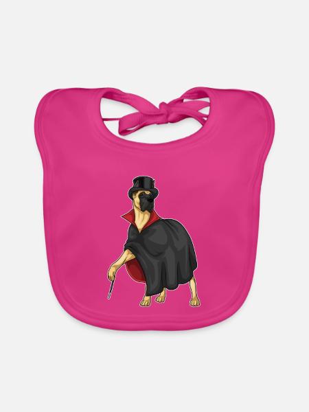 Deutsche Dogge Zauberer Zauberstab - Baby Bio-Lätzchen - Fuchsia
