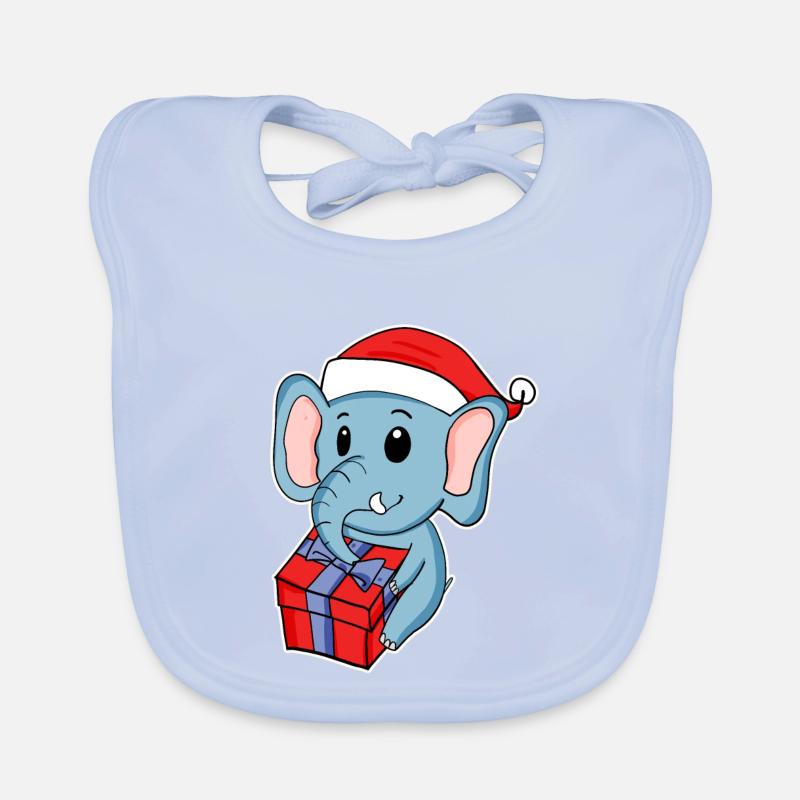 Éléphant avec chapeau de Noël Bavoir bio Bébé