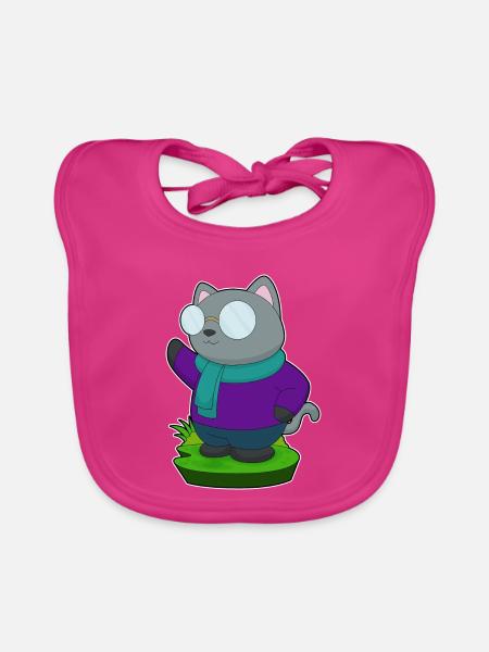 Katze Winter Schal  - Baby Bio-Lätzchen - Fuchsia