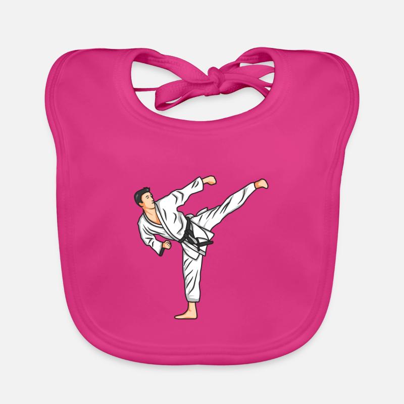 Karate Drawing Organic Baby Bibs