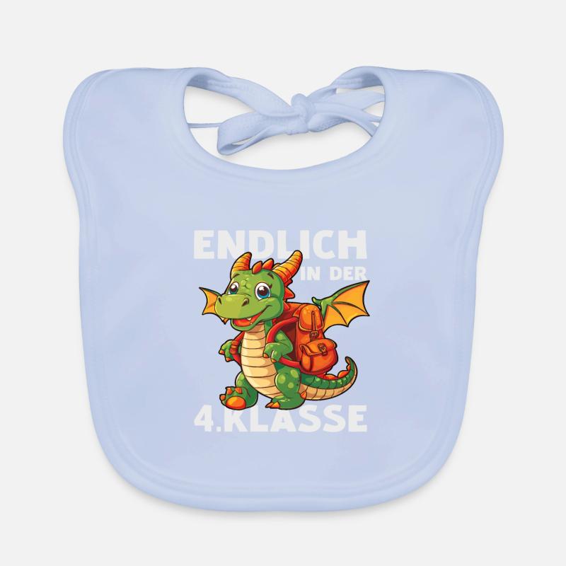 Drache 4 Klasse Schüler Schule Drachen Spruch Baby Bio-Lätzchen