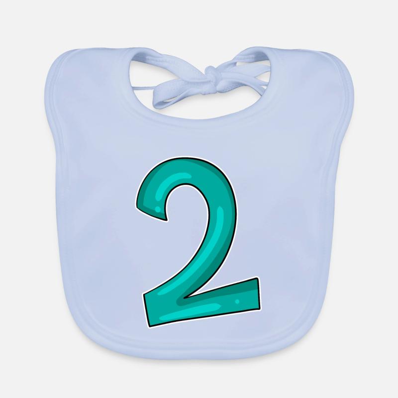 2 - Zahl - Nummer Zwei Baby Bio-Lätzchen
