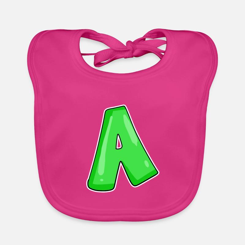 Buchstabe A Anfangsbuchstabe - Baby Bio-Lätzchen - Fuchsia
