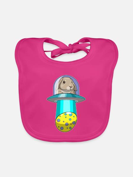 Hase Ostern Raumschiff - Baby Bio-Lätzchen - Fuchsia