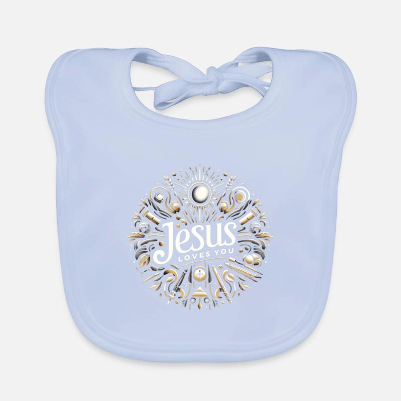 Emblème de Jésus t’aime Bavoir bio Bébé