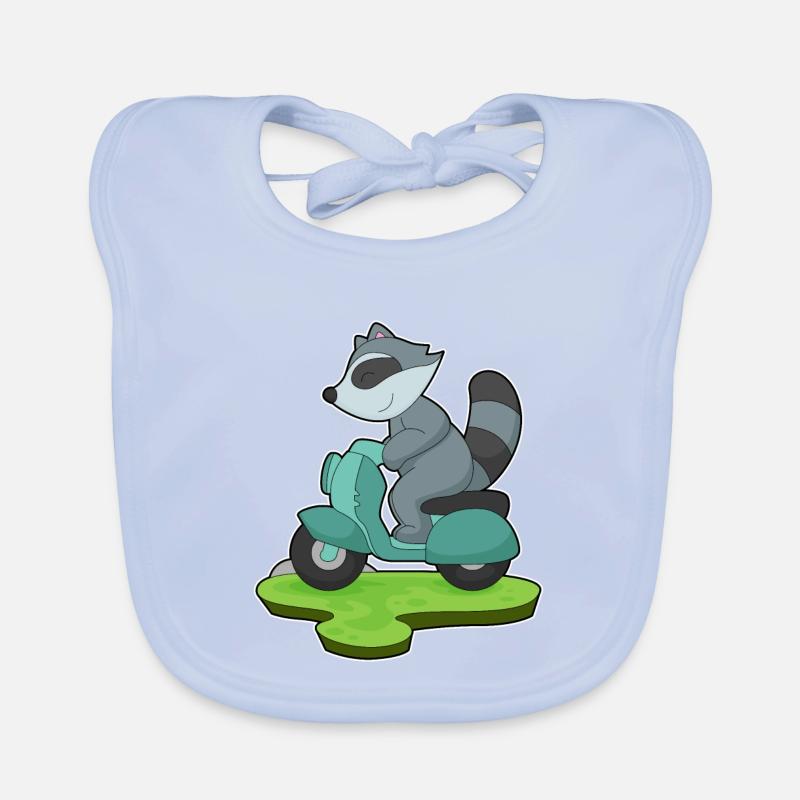 Waschbär Motorroller Baby Bio-Lätzchen