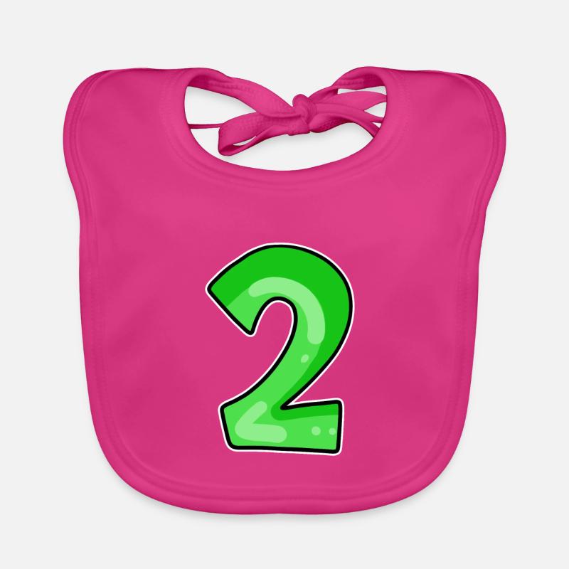 Two - 2 - Number Number Organic Baby Bibs