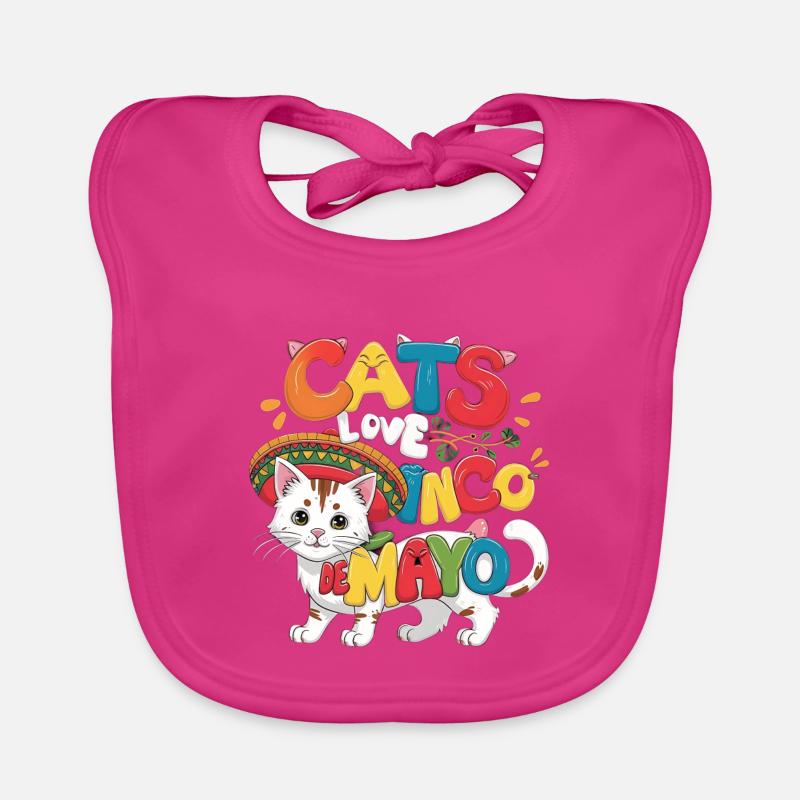 Fiesta Cat with Cinco de Mayo theme Organic Baby Bibs