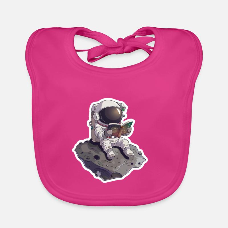 Kleiner Astronaut liest ein Buch auf Astronid Baby Bio-Lätzchen