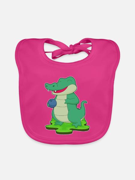 Krokodil Bowling Bowlingkugel - Baby Bio-Lätzchen - Fuchsia