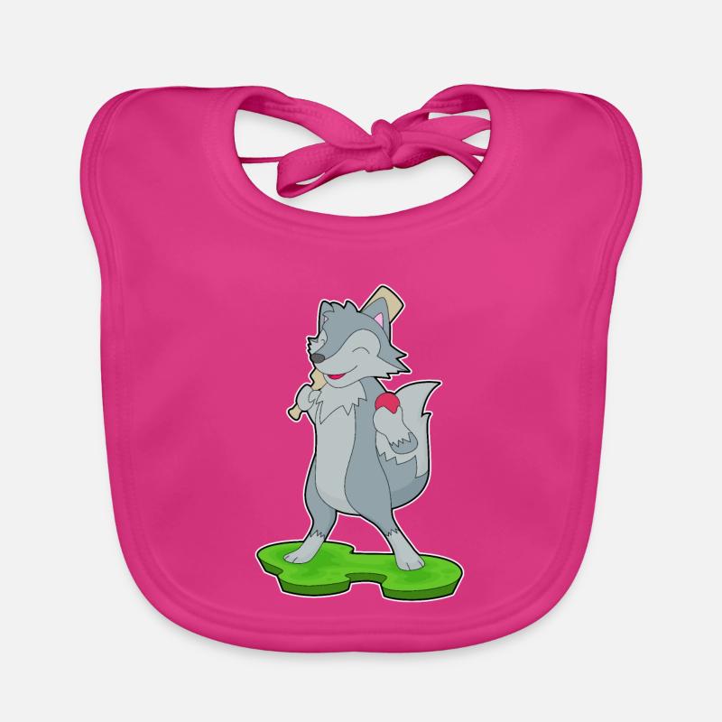 Wolf Cricket Cricketschläger - Baby Bio-Lätzchen - Fuchsia