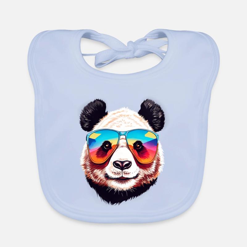 Cooler Panda Bär Kopf mit Sonnenbrille Baby Bio-Lätzchen