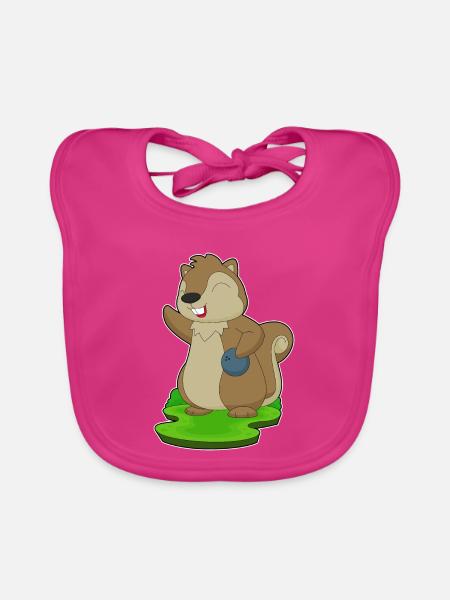 Eichhörnchen Bowling Bowlingkugel - Baby Bio-Lätzchen - Fuchsia