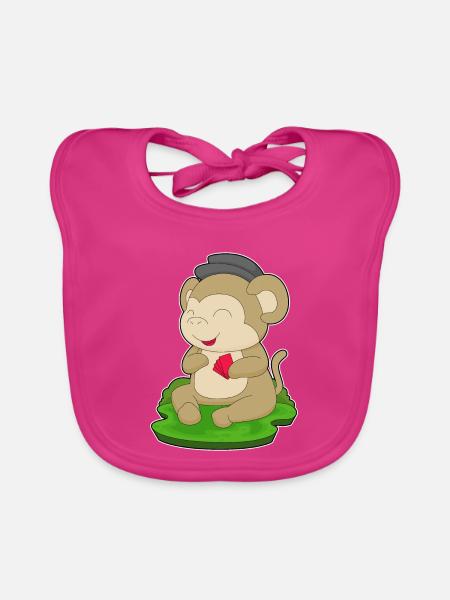 Affe Poker Pokerkarten - Baby Bio-Lätzchen - Fuchsia