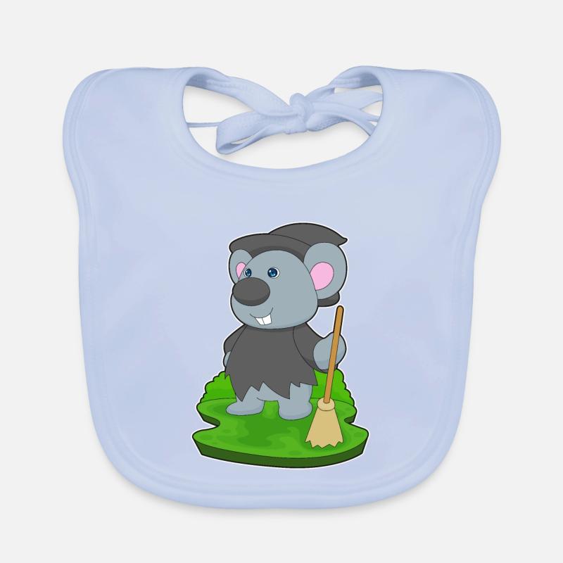 Mouse Witch Broom Organic Baby Bibs