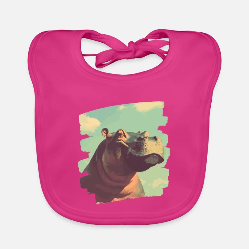 Hippopotame Rétro Bavoir bio Bébé